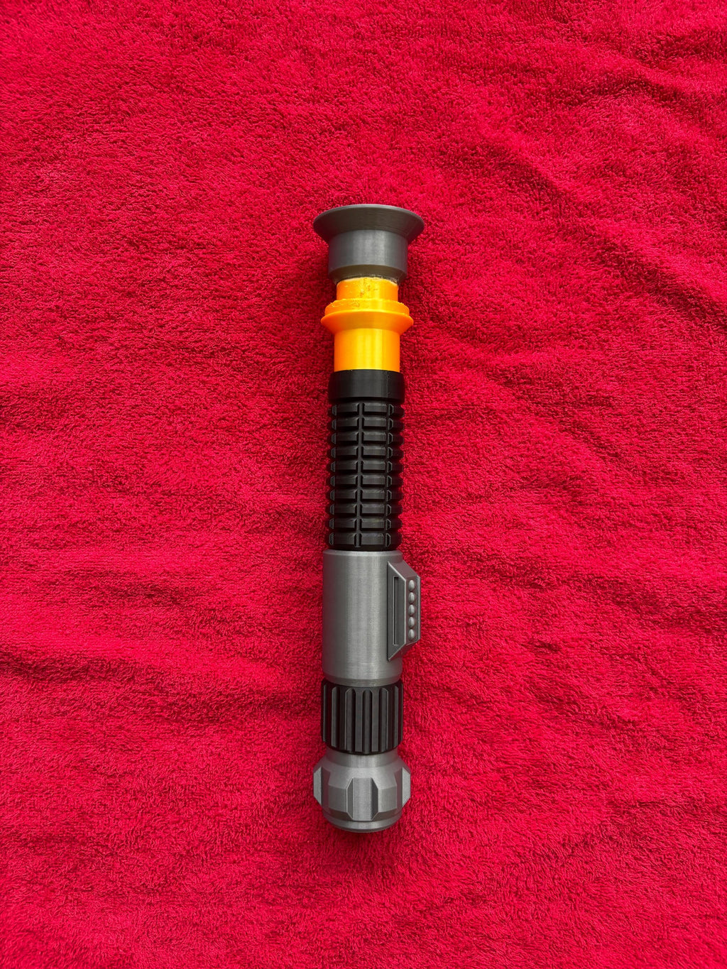 3D Printed Obi Wan Lightsaber Prop With Collapsible Blade and Gold Accents
