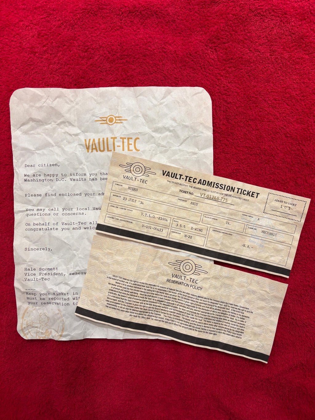 Fallout Customizable Vault Tec Admission Ticket