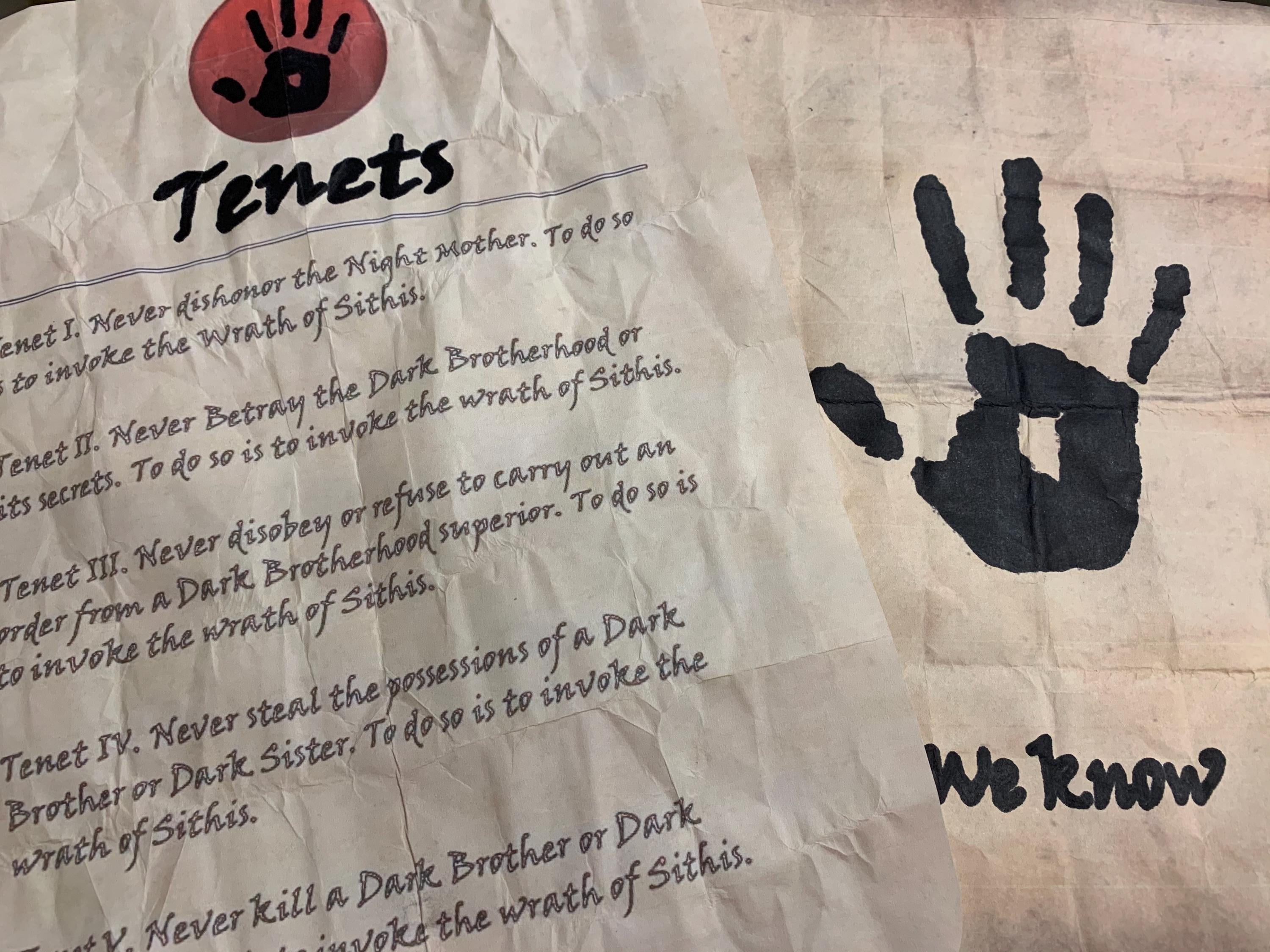 Skyrim Dark Brotherhood Initiation Documents